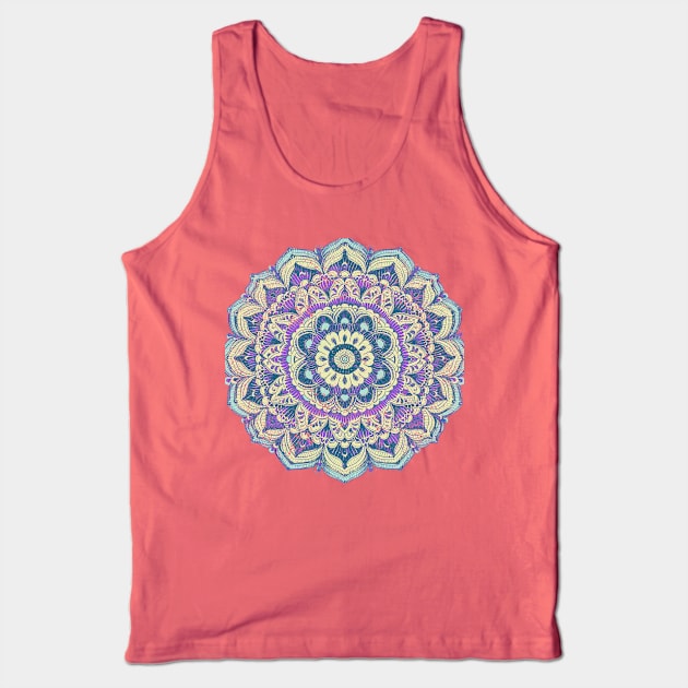 Mandala Pastel Purple Aqua Weathered / Distressed Tank Top by Pine Hill Goods